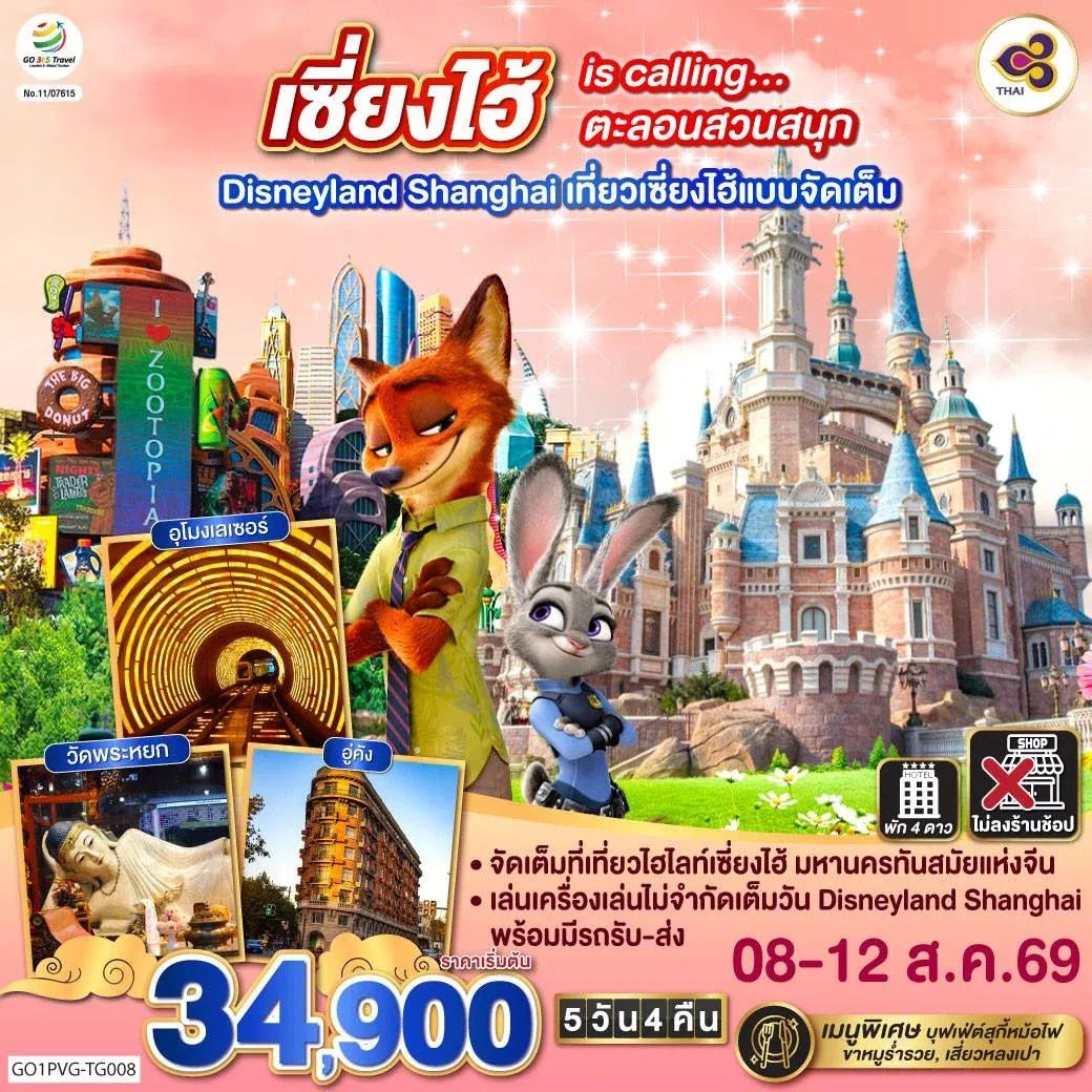 ทัวร์จีน เซี่ยงไฮ้ is calling…ตะลอนสวนสนุก Disneyland Shanghai เที่ยวเซี่ยงไฮ้แบบจัดเต็ม 5วัน 4คืน (TG)