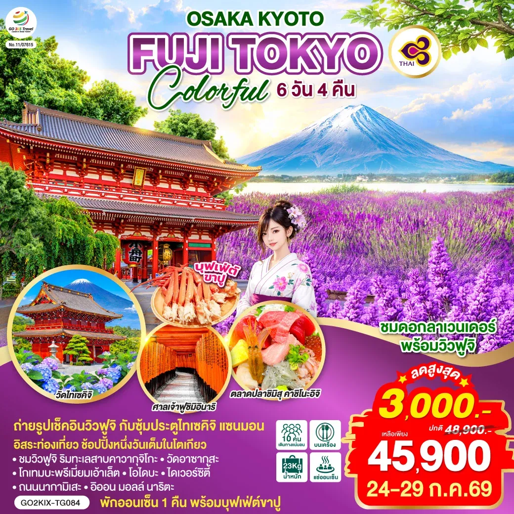 ทัวร์ญี่ปุ่น OSAKA KYOTO FUJI TOKYO COLORFUL 6วัน 4คืน (TG)